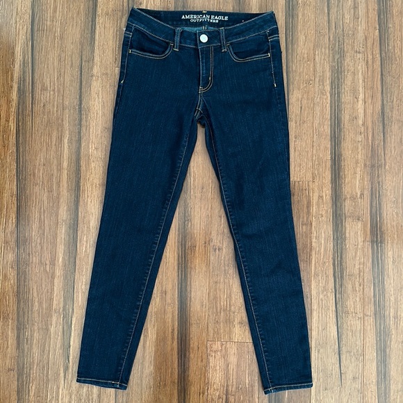 Jean Femme American Eagle Skinny Foncé Taille 6 Long - Très Bon état